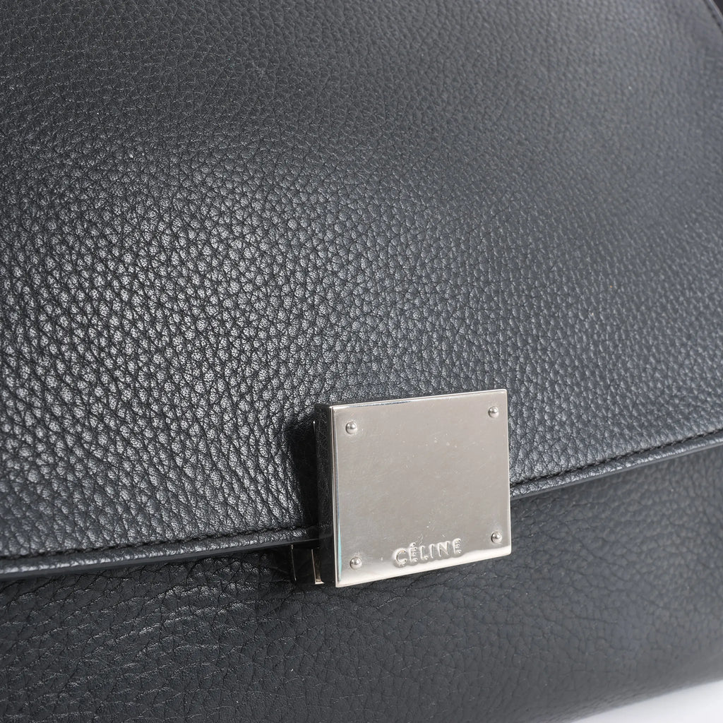 CELINE Trapeze Leather x Suede 2Way Handbag in Black