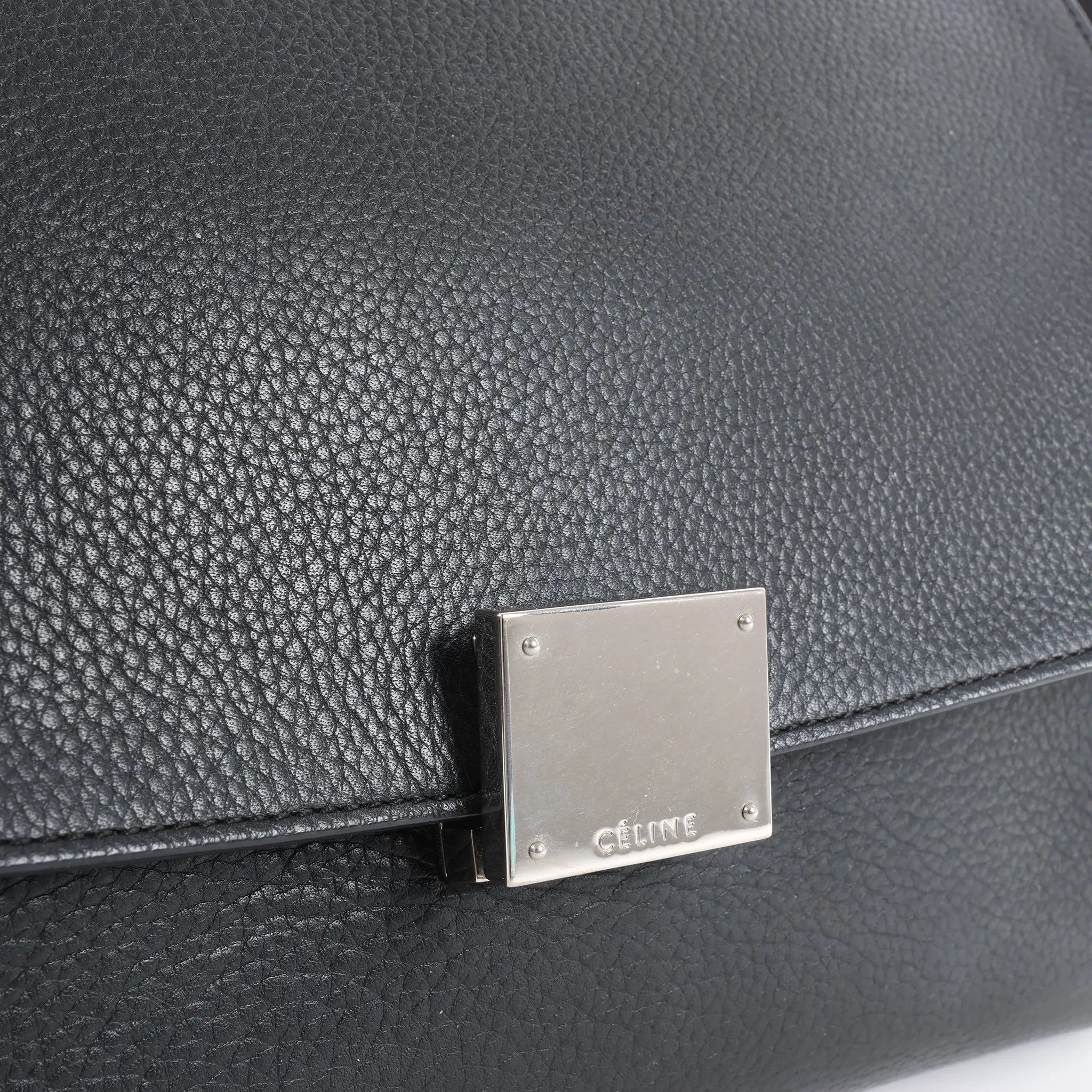 CELINE Trapeze Leather x Suede 2Way Handbag in Black