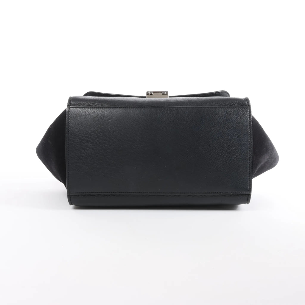 CELINE Trapeze Leather x Suede 2Way Handbag in Black