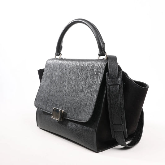 CELINE Trapeze Leather x Suede 2Way Handbag in Black