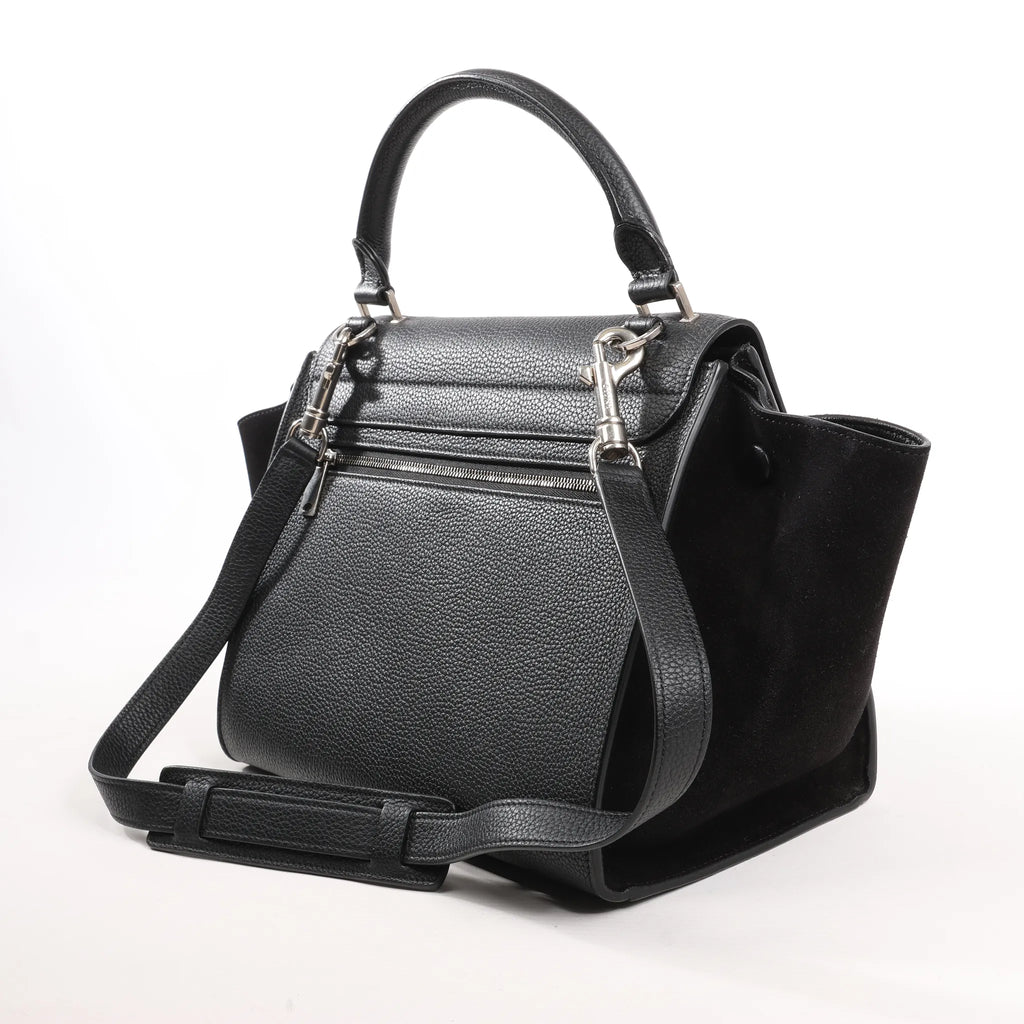 CELINE Trapeze Leather x Suede 2Way Handbag in Black