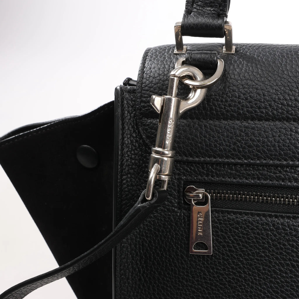 CELINE Trapeze Leather x Suede 2Way Handbag in Black