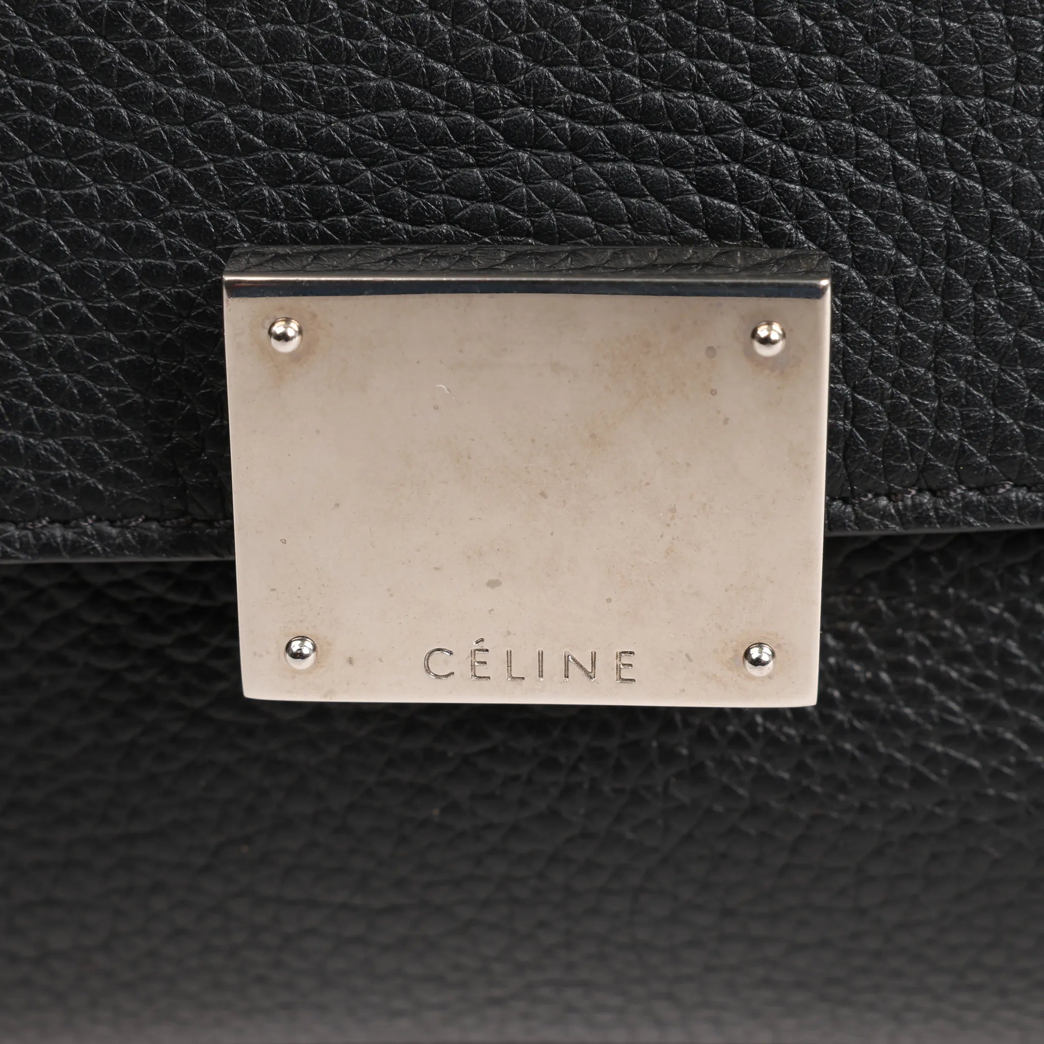 CELINE Trapeze Leather x Suede 2Way Handbag in Black