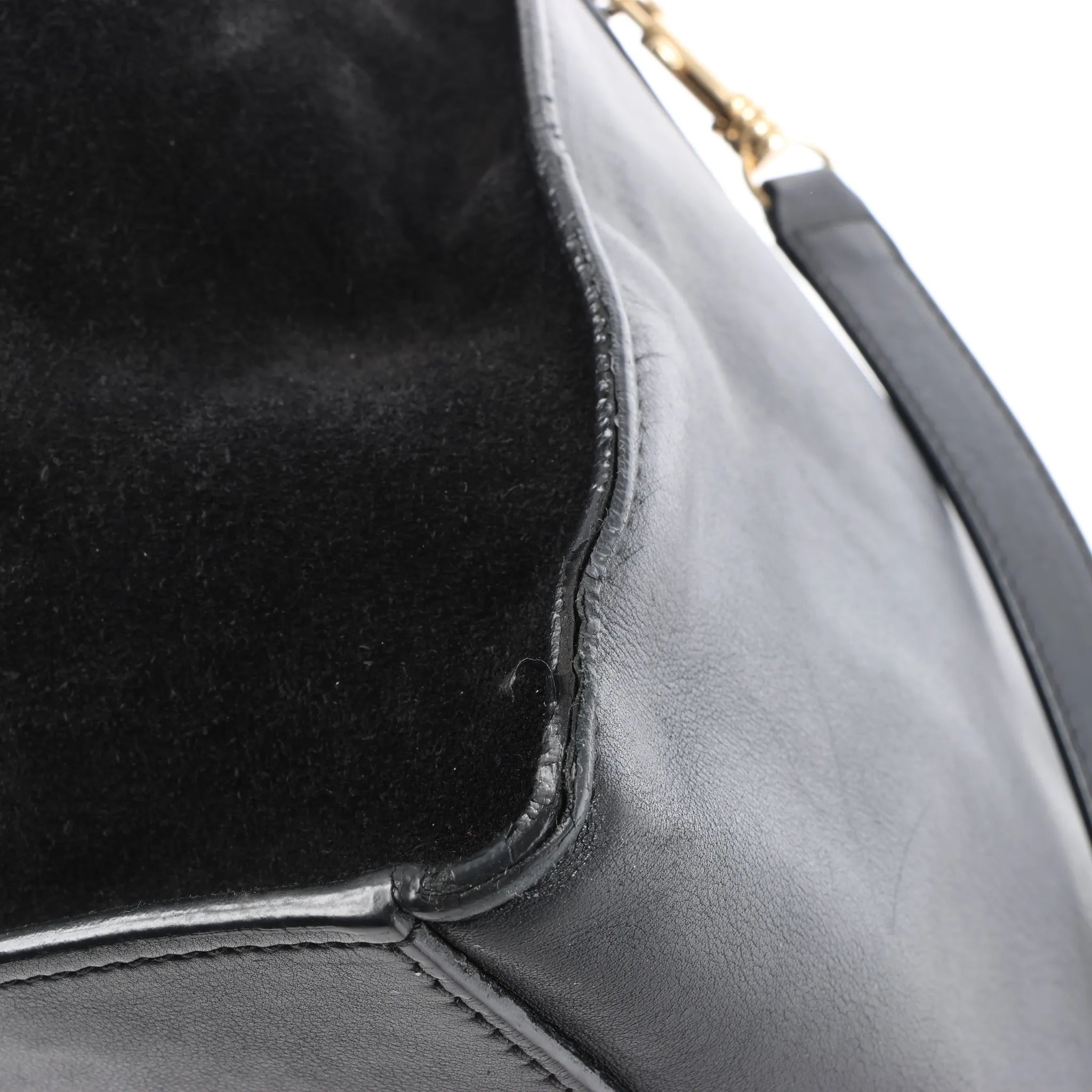 CELINE Trapeze Croc Embossed Leather x Suede 2Way Handbag in Black