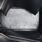 CELINE Trapeze Croc Embossed Leather x Suede 2Way Handbag in Black