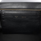 CELINE Trapeze Croc Embossed Leather x Suede 2Way Handbag in Black