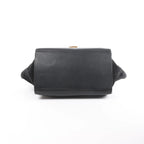 CELINE Trapeze Croc Embossed Leather x Suede 2Way Handbag in Black