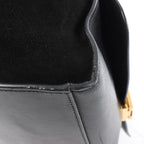 CELINE Trapeze Croc Embossed Leather x Suede 2Way Handbag in Black