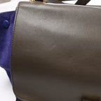 CELINE Trapeze Leather x Suede 2Way Handbag in Brown x Navy Blue x Black