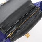 CELINE Trapeze Leather x Suede 2Way Handbag in Brown x Navy Blue x Black
