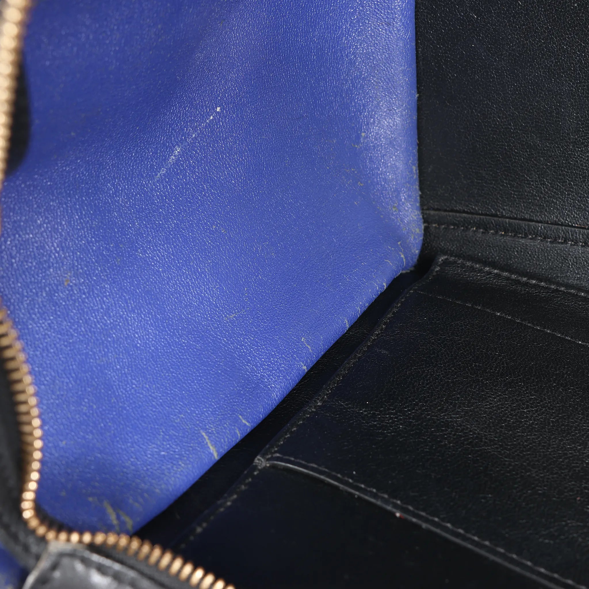 CELINE Trapeze Leather x Suede 2Way Handbag in Brown x Navy Blue x Black