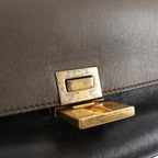 CELINE Trapeze Leather x Suede 2Way Handbag in Brown x Navy Blue x Black