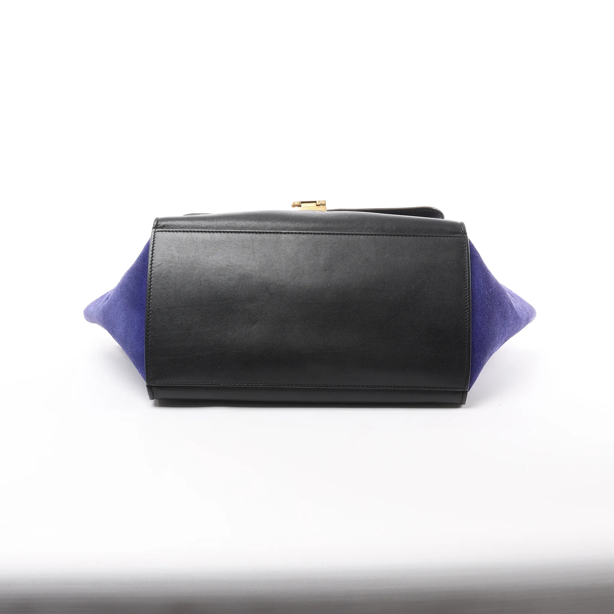 CELINE Trapeze Leather x Suede 2Way Handbag in Brown x Navy Blue x Black