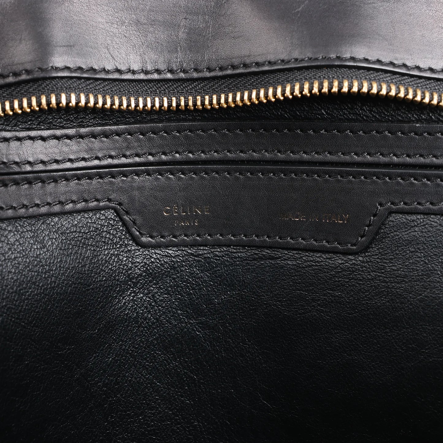 Sac à main double sens en cuir et daim trapèze CELINE en noir, bleu marine et taupe