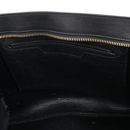 Sac à main double sens en cuir et daim trapèze CELINE en noir, bleu marine et taupe