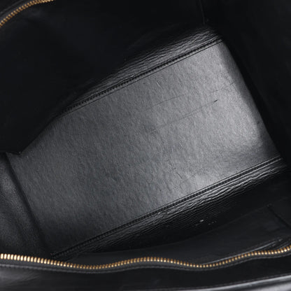 Sac à main double sens en cuir et daim trapèze CELINE en noir, bleu marine et taupe