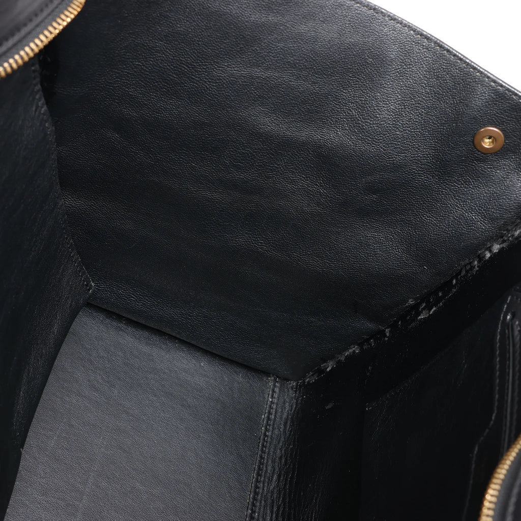 CELINE Trapeze Leather x Suede 2Way Handbag in Black, Navy and Taupe