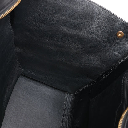 Sac à main double sens en cuir et daim trapèze CELINE en noir, bleu marine et taupe