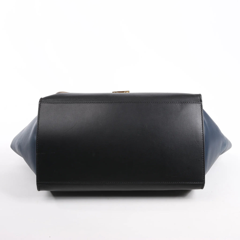CELINE Trapeze Leather x Suede 2Way Handbag in Black, Navy and Taupe