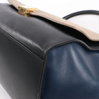 CELINE Trapeze Leather x Suede 2Way Handbag in Black, Navy and Taupe