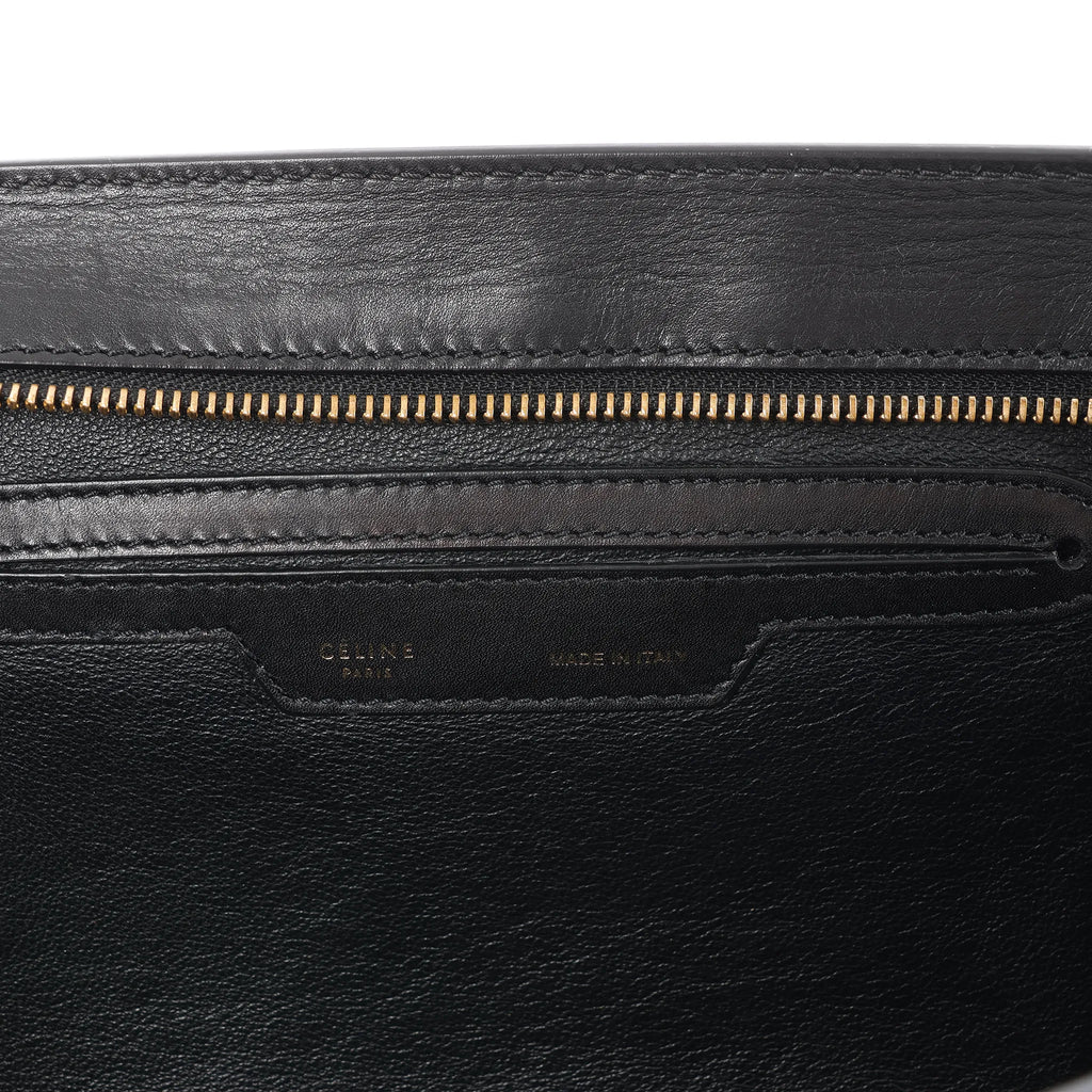 CELINE Trapeze Leather x Suede 2Way Handbag in Brown, Black, White