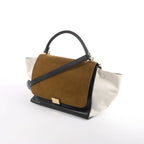 CELINE Trapeze Leather x Suede 2Way Handbag in Brown, Black, White