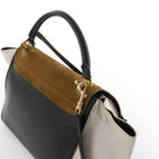 CELINE Trapeze Leather x Suede 2Way Handbag in Brown, Black, White
