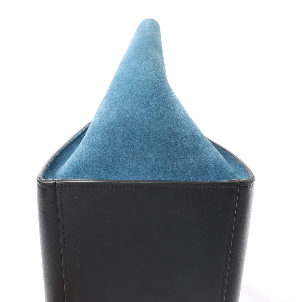 CELINE Trapeze Leather x Suede 2Way Handbag in Blue x Black