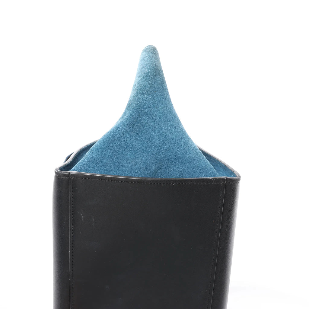 CELINE Trapeze Leather x Suede 2Way Handbag in Blue x Black