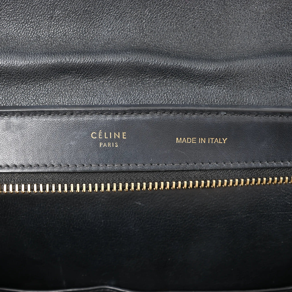 CELINE Trapeze Leather x Suede 2Way Handbag in Blue x Black