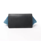 CELINE Trapeze Leather x Suede 2Way Handbag in Blue x Black