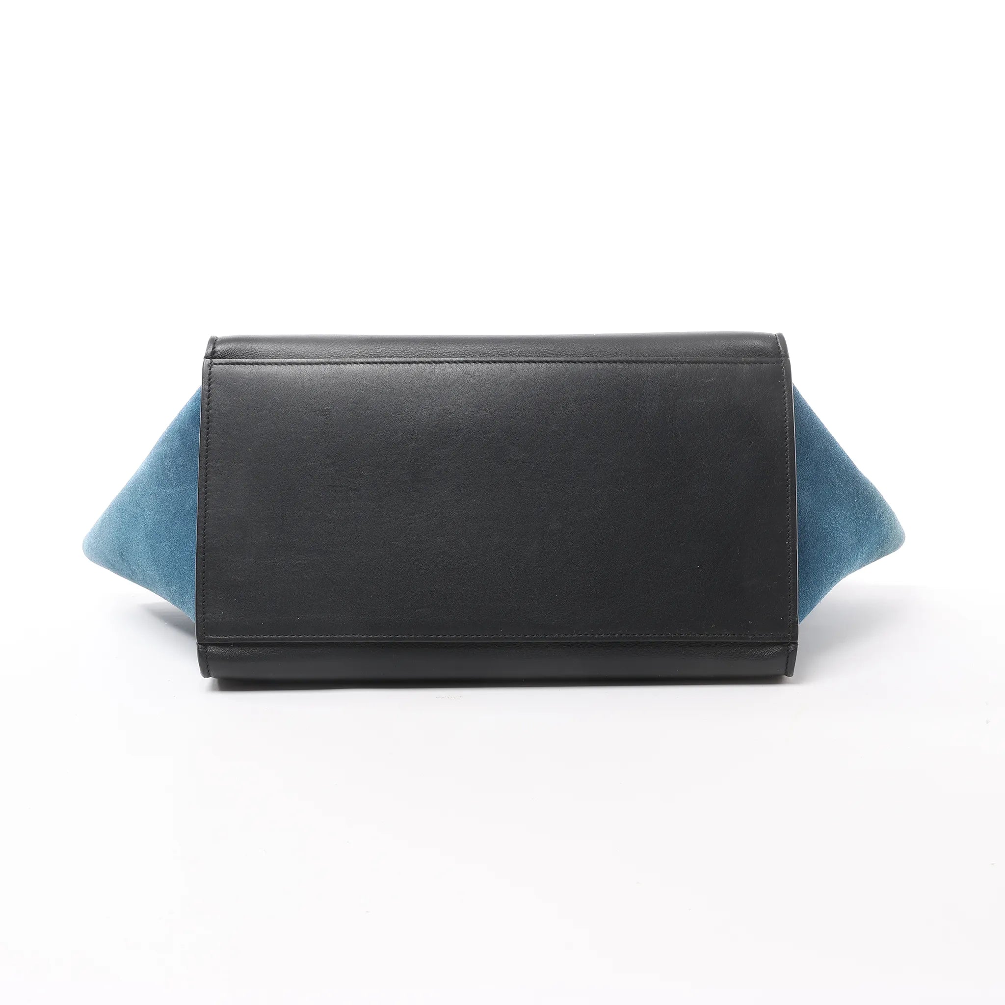 CELINE Trapeze Leather x Suede 2Way Handbag in Blue x Black