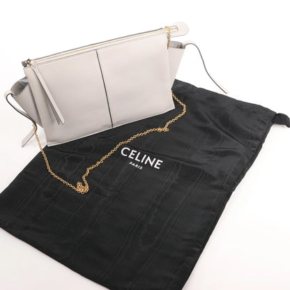 Celine Tri-Fold Leather Chain Shoulder Bag in Gray