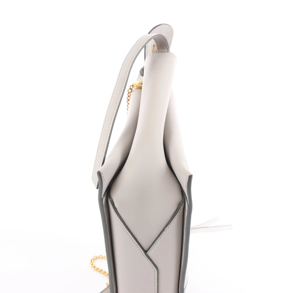 Celine Tri-Fold Leather Chain Shoulder Bag in Gray