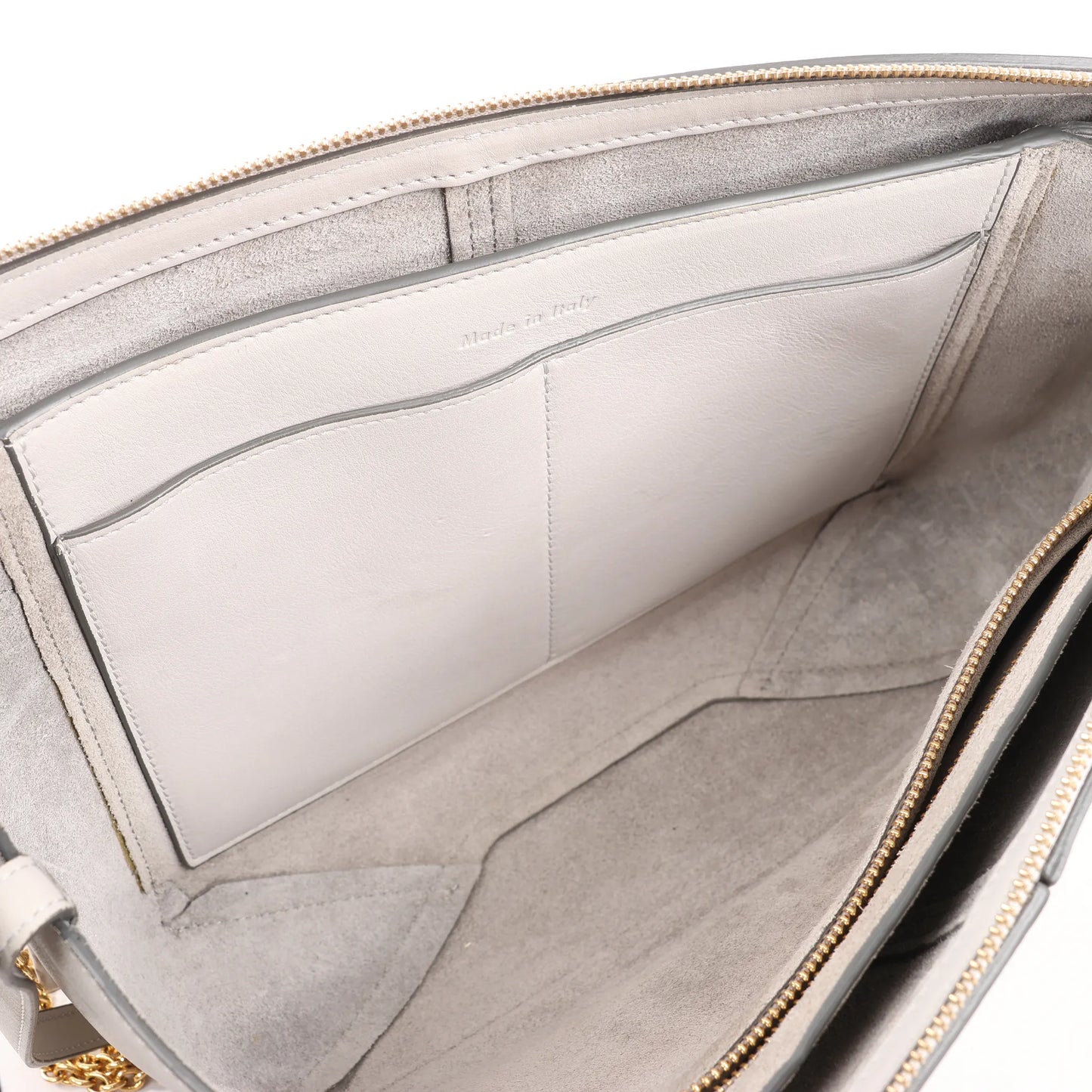 Celine Tri-Fold Leather Chain Shoulder Bag in Gray