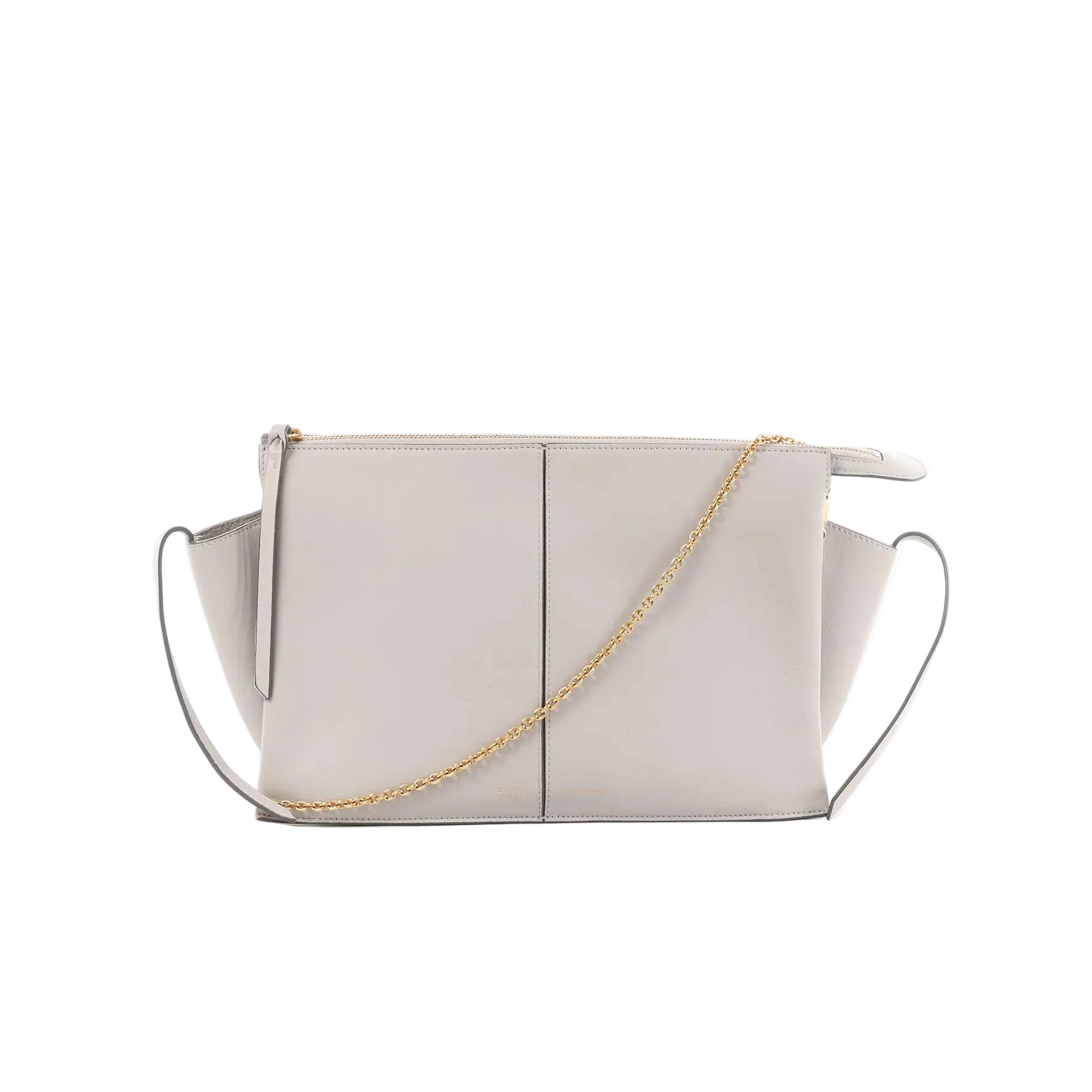 Celine Tri-Fold Leather Chain Shoulder Bag in Gray