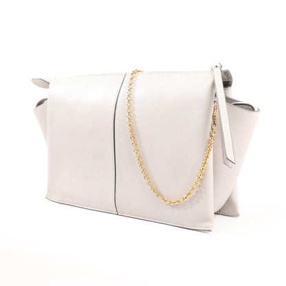 Celine Tri-Fold Leather Chain Shoulder Bag in Gray