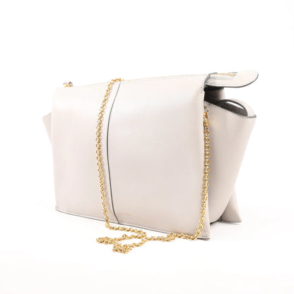 Celine Tri-Fold Leather Chain Shoulder Bag in Gray