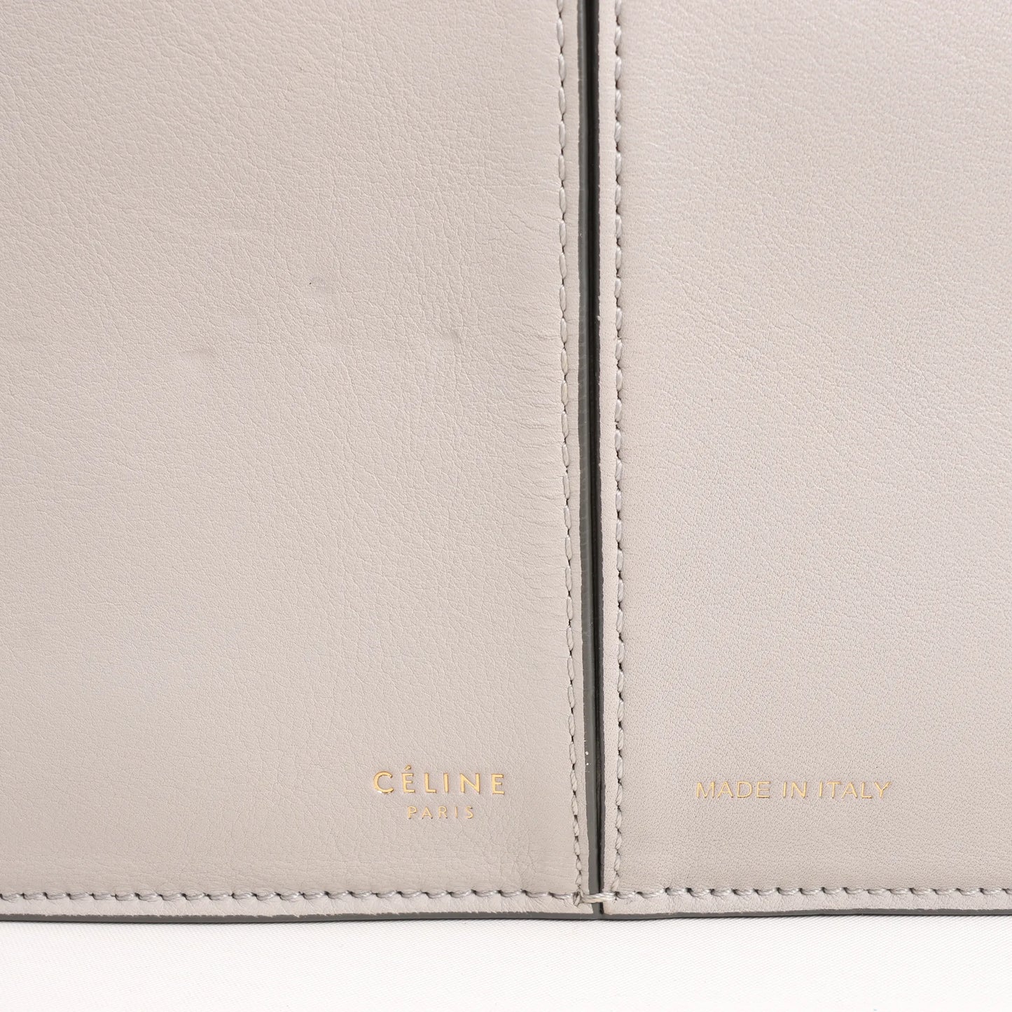 Celine Tri-Fold Leather Chain Shoulder Bag in Gray