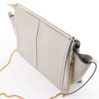 Celine Tri-Fold Leather Chain Shoulder Bag in Gray