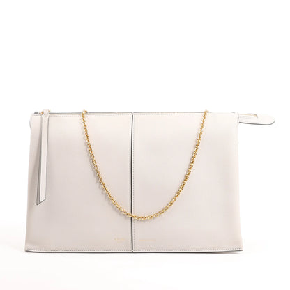 Celine Tri-Fold Leather Chain Shoulder Bag in Gray
