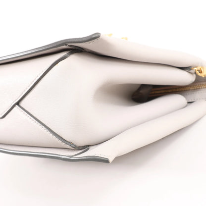 Celine Tri-Fold Leather Chain Shoulder Bag in Gray