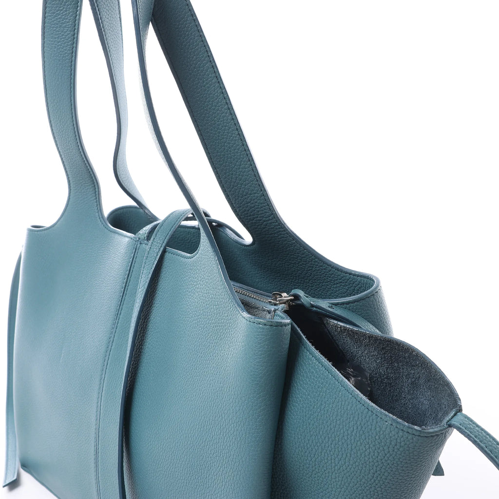 Celine Tri-Fold Leather Shoulder Bag in Blue