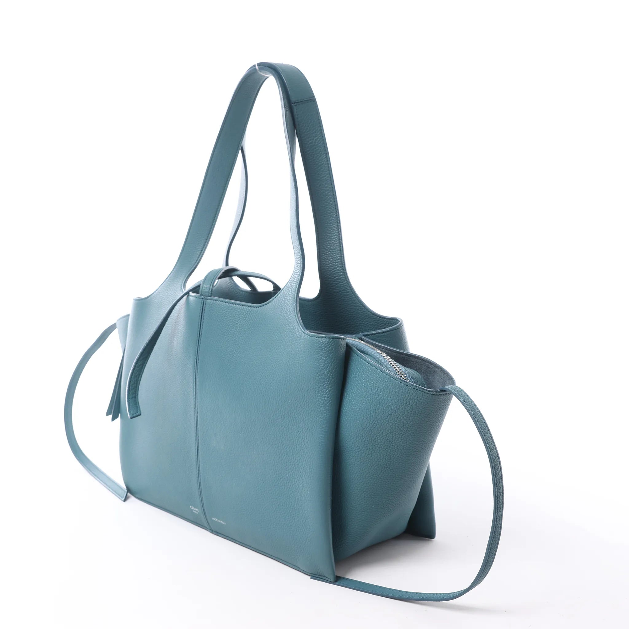 Celine Tri-Fold Leather Shoulder Bag in Blue