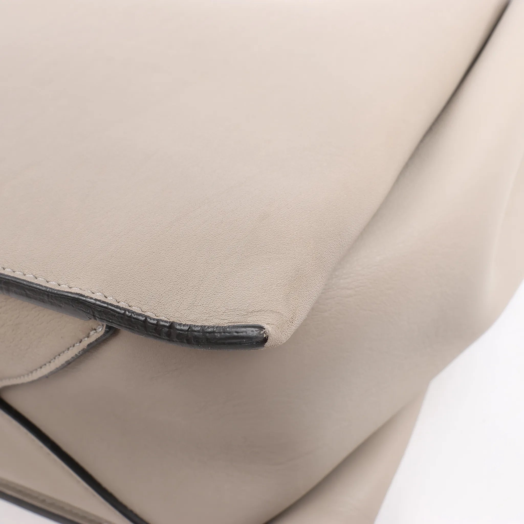 Celine Tri-Fold Leather Shoulder Bag in Greige