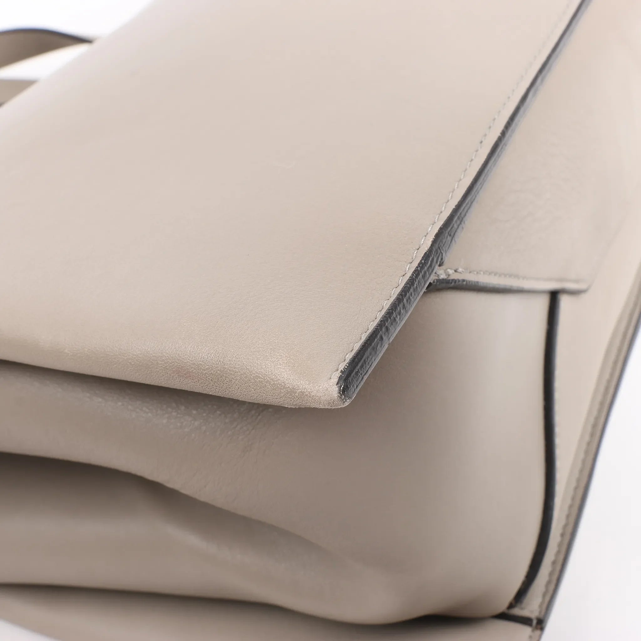 Celine Tri-Fold Leather Shoulder Bag in Greige