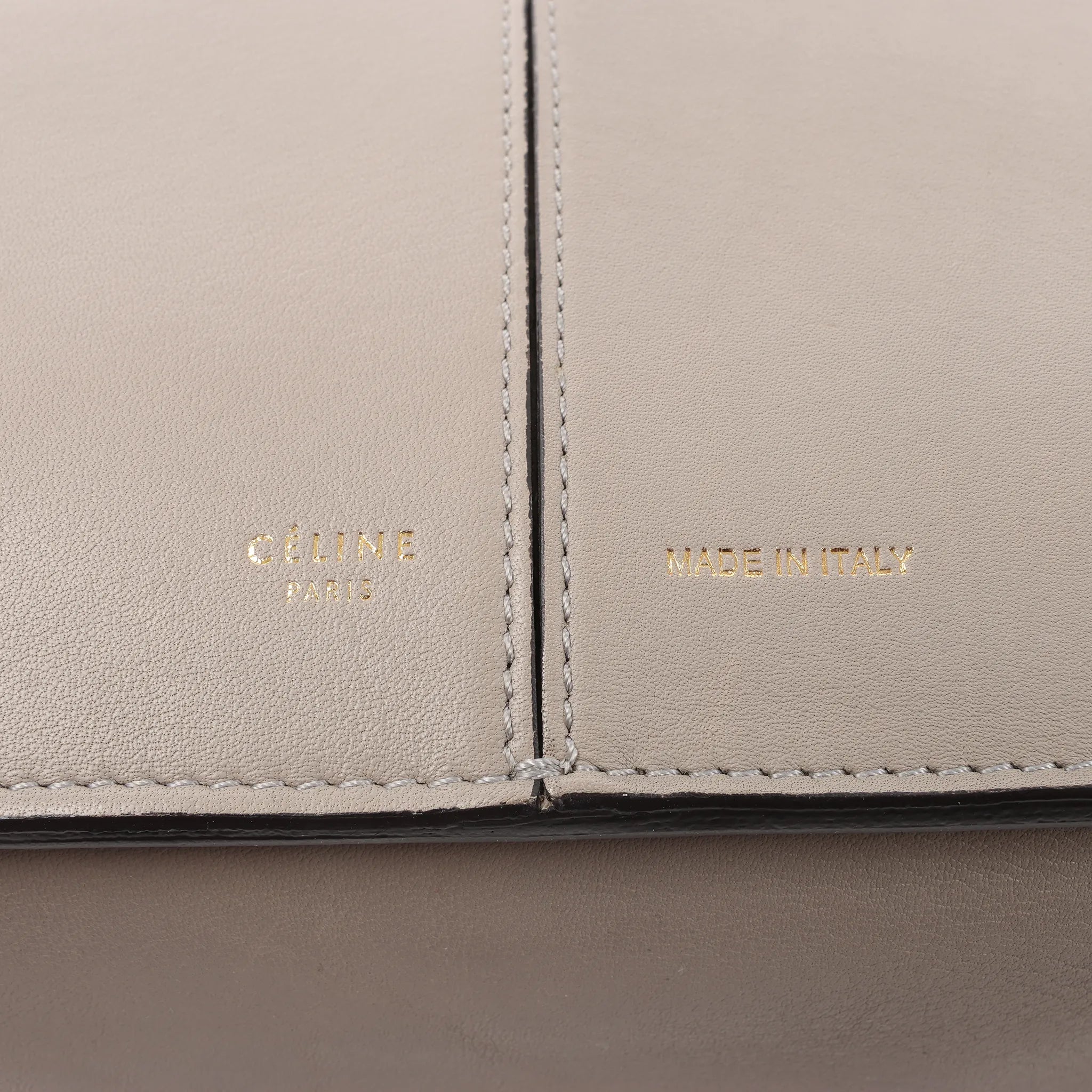 Celine Tri-Fold Leather Shoulder Bag in Greige