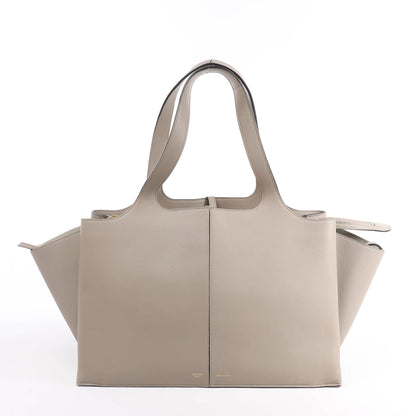 Celine Tri-Fold Leather Shoulder Bag in Greige