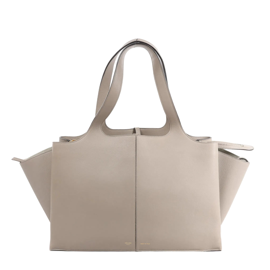 Celine Tri-Fold Leather Shoulder Bag in Greige