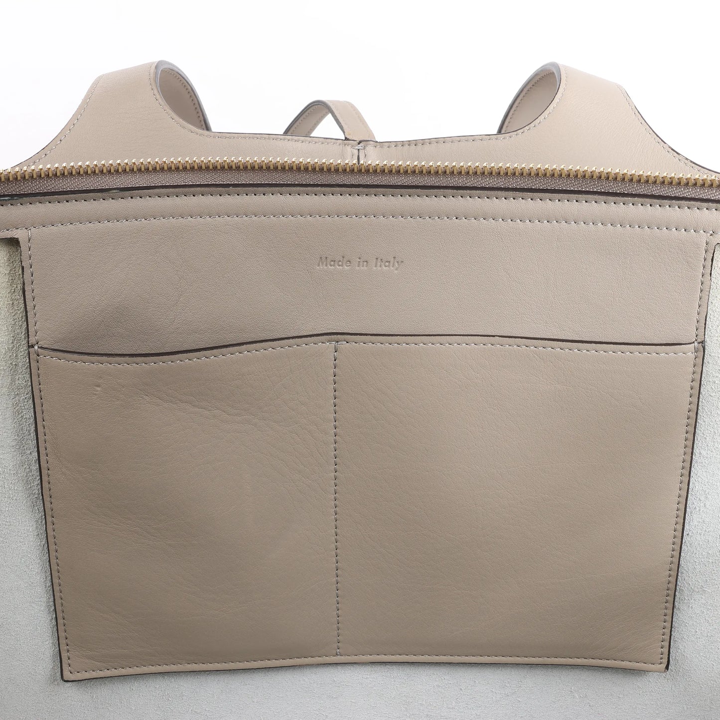 Celine Tri-Fold Leather Shoulder Bag in Greige